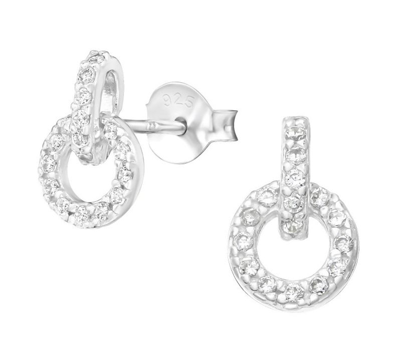 Silver Duo Circle Øredobber
