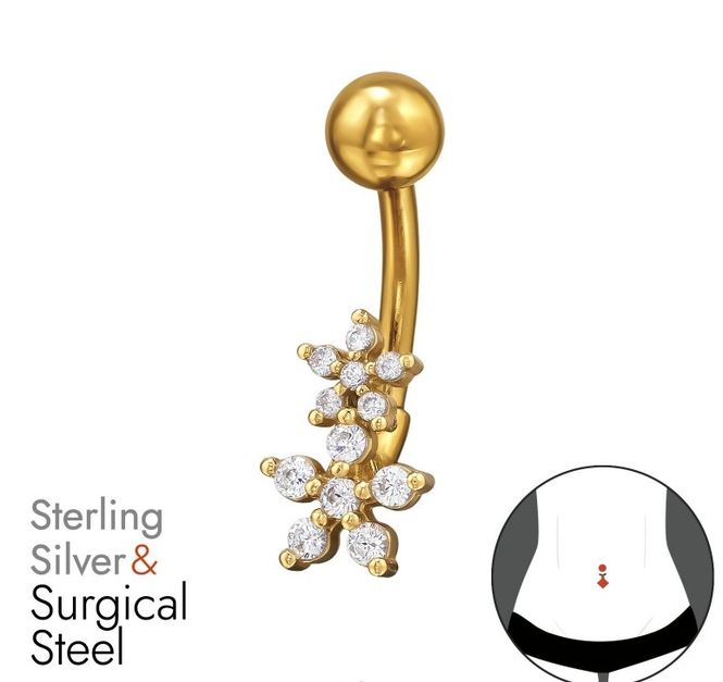 Hovedbilde Golden Frost Blossom Navlepiercing