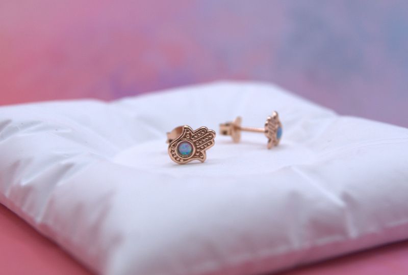 Hamsa Opal Studs