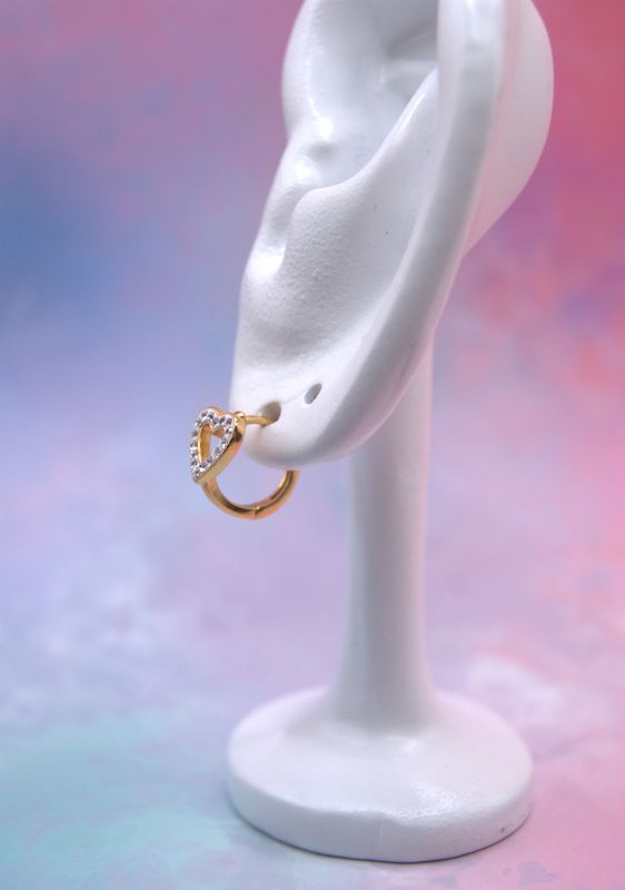 Golden Heart Huggie Øredobber