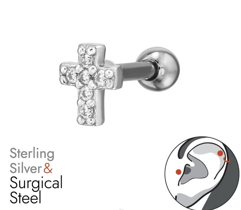 Silver Cross piercing