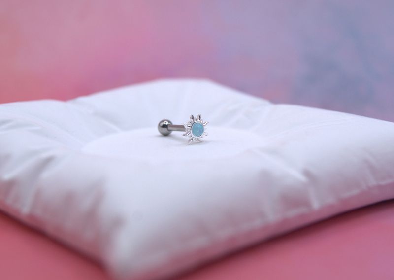 Silver Opal Sun piercing