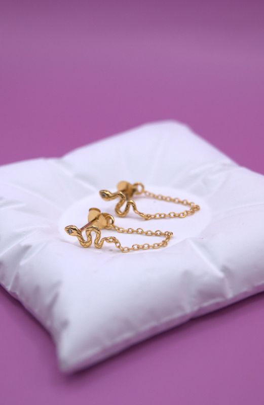Golden Snake Chain Øredobber