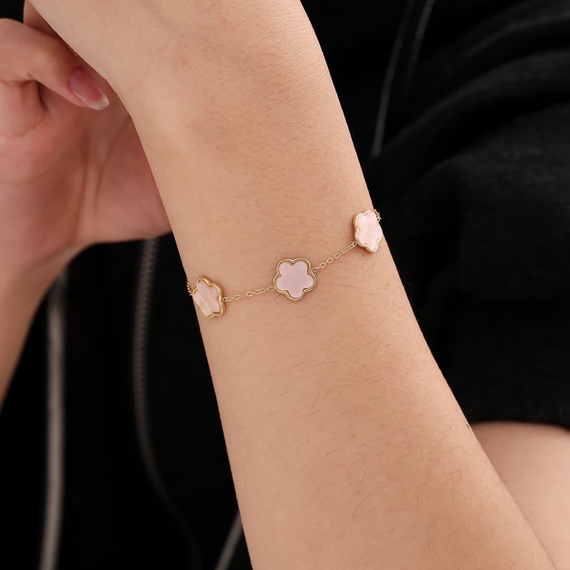 Pink Resin Flower Armbånd